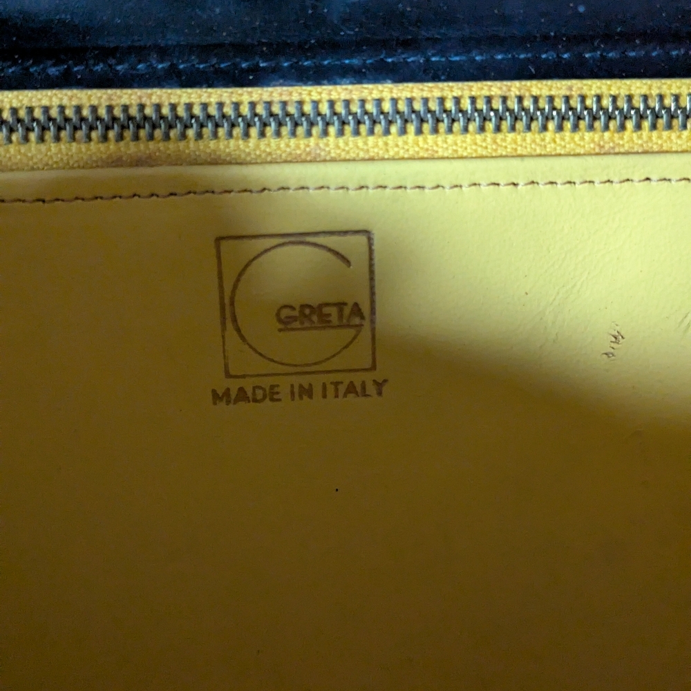 Vintage Greta Italian leather train case/cosmetic bag - Picture 3 of 15